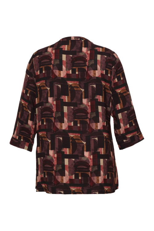 Blouse en viscoce imprimé graphique-Paprika-2