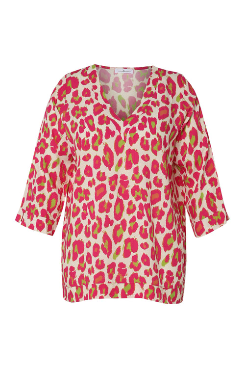 Blouse en viscose imprimé peau de bête-Paprika-10