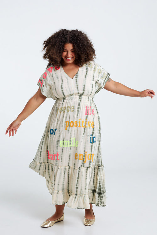 Robe longue en viscose imprimé tie&dye-Paprika-8