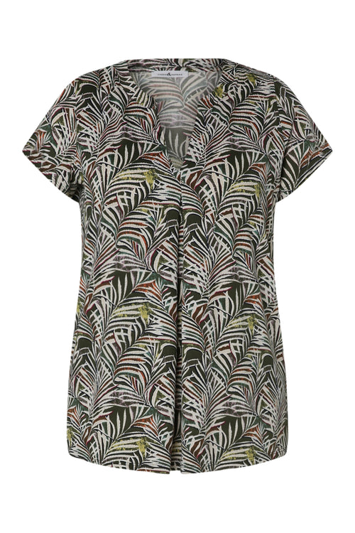 T-shirt en maille froide imprimé feuillage-Paprika-10