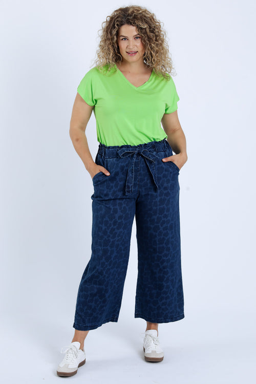 Jeans large 3/4 imprimé peau de bête-Paprika-7