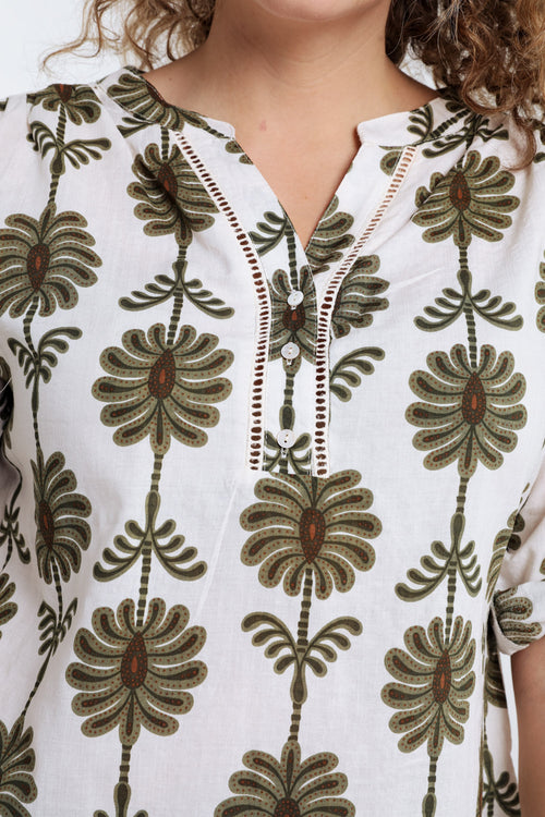 Blouse détail ajouré imprimé bicolore-Paprika-5