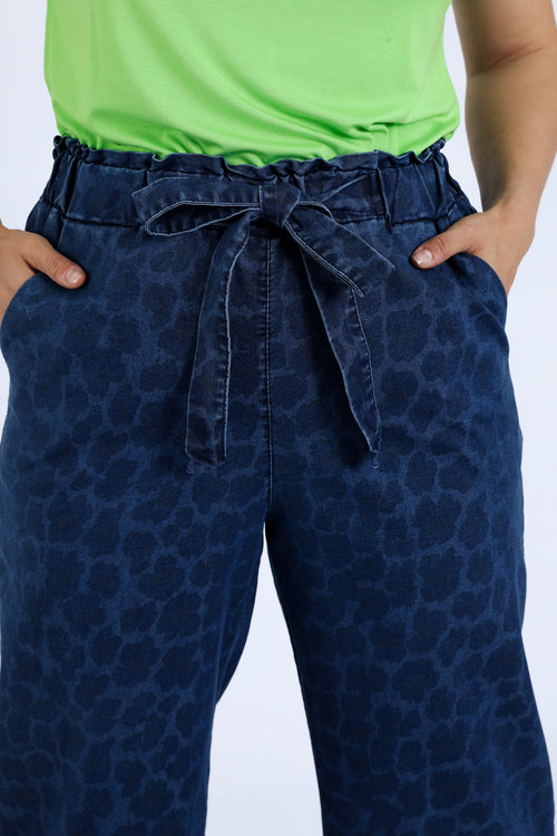 Jeans large 3/4 imprimé peau de bête-Paprika-3