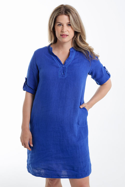 Robe tunique en lin unie-Paprika-1