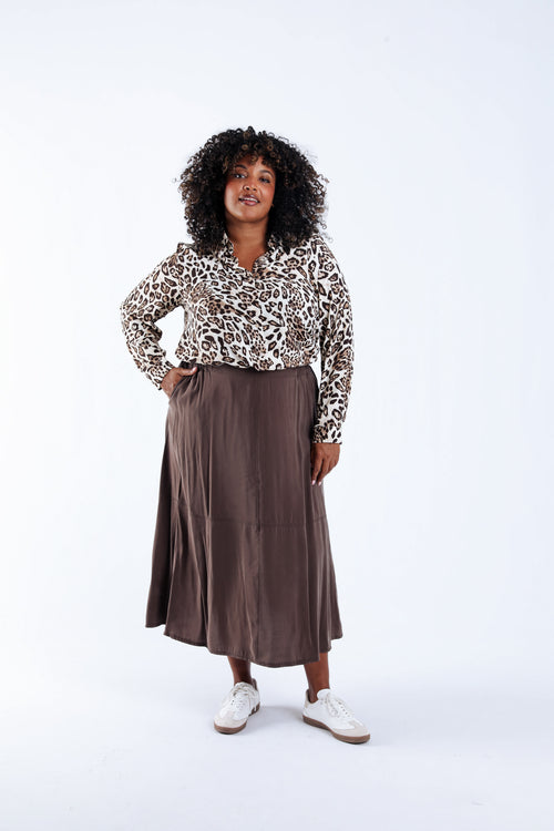 Jupe longue unie-Paprika-1