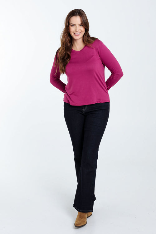T-shirt basique uni en viscose-Paprika-7
