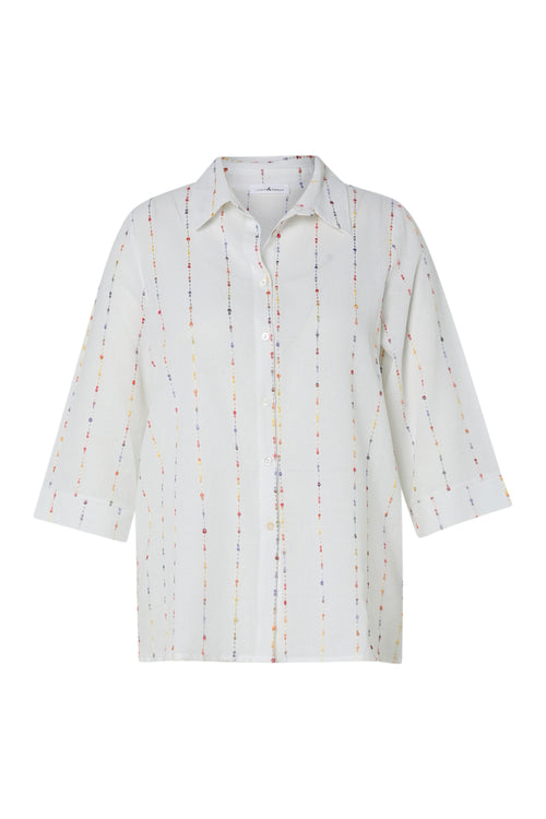 Chemise en gaze de coton rayures multicolores-Paprika-10