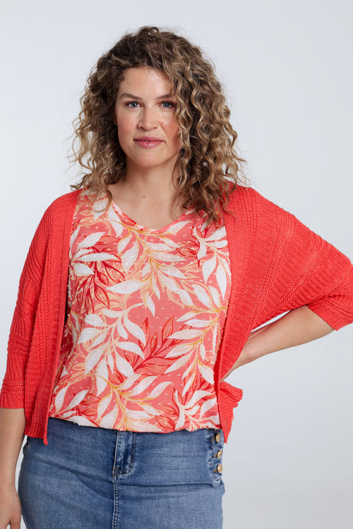 Gilet ajouré uni-Paprika-1