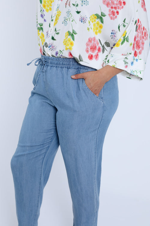 Pantalon en tencel uni-Paprika-3