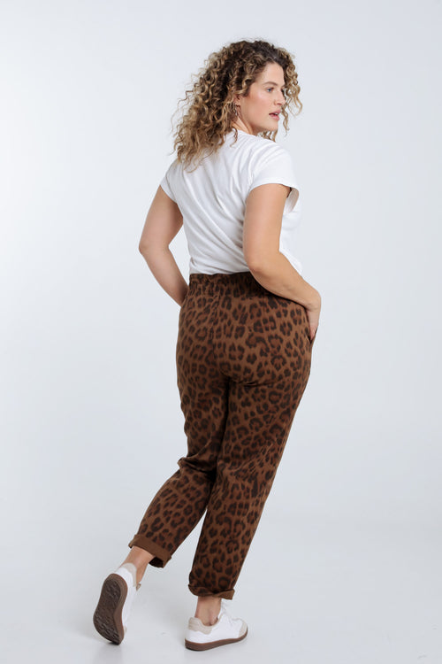 Pantalon en coton imprimé peau de bête-Paprika-2