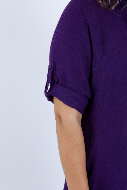 Robe tunique en lin unie-Paprika-3