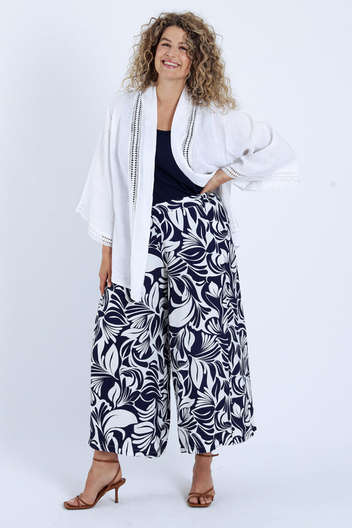 Veste en lin unie détail ajouré-Paprika-7