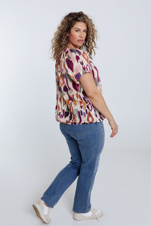 Blouse en viscose imprimé graphique avec lurex-Paprika-2