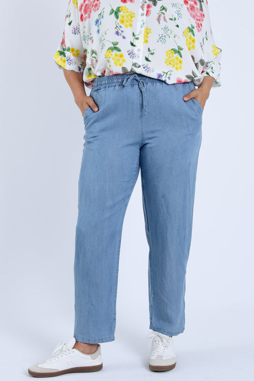 Pantalon en tencel uni-Paprika-1