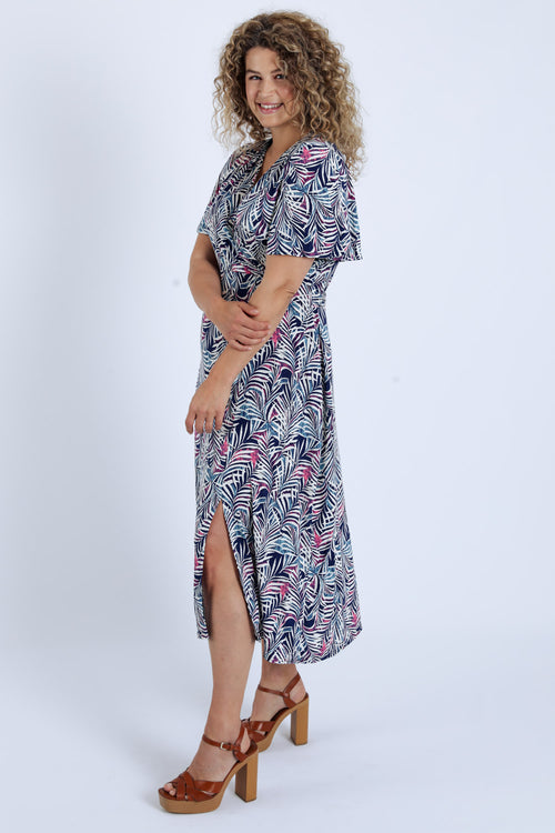 Robe longue imprimé feuillage-Paprika-7