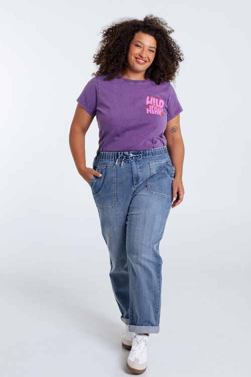 T-shirt en coton uni avec message Wild heart-Paprika-7