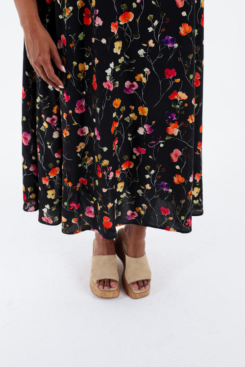 Robe longue en viscose fines bretelles imprimé floral-Paprika-6