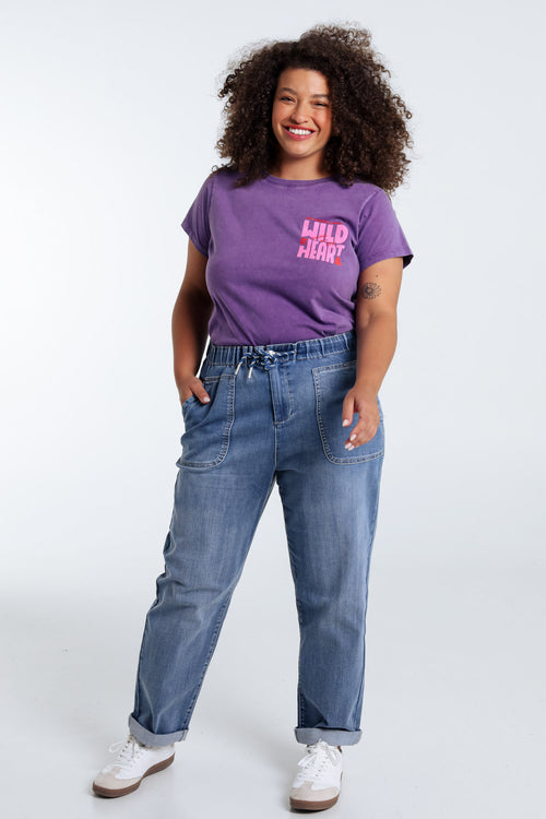 T-shirt en coton uni avec message Wild heart-Paprika-8