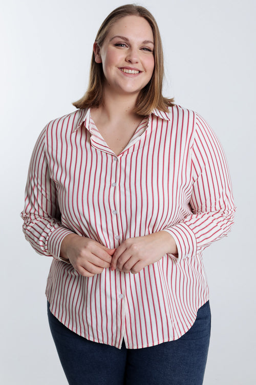Chemise en coton rayée-Paprika-1