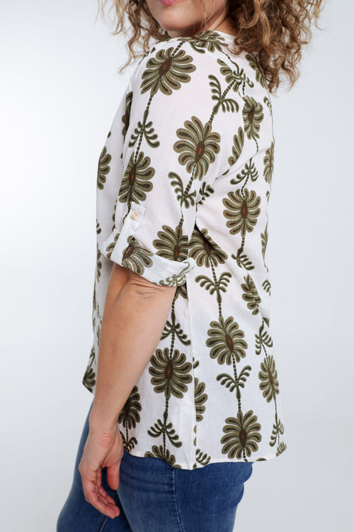 Blouse détail ajouré imprimé bicolore-Paprika-6