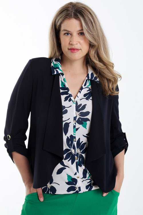 Veste unie avec manches retroussables-Paprika-1