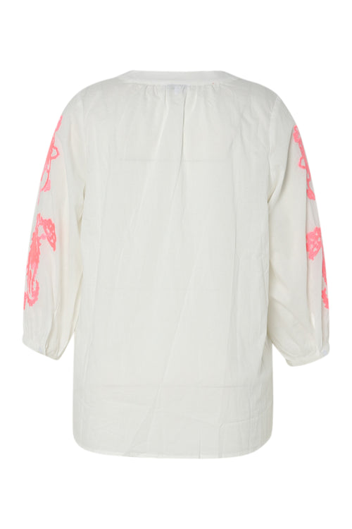 Blouse en coton avec broderies-Paprika-12