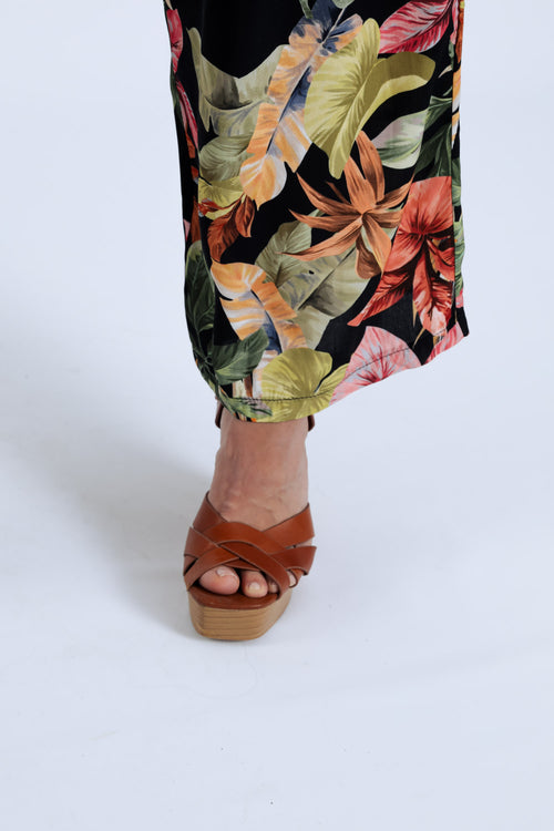 Combinaison en viscose à volants imprimé floral-Paprika-5