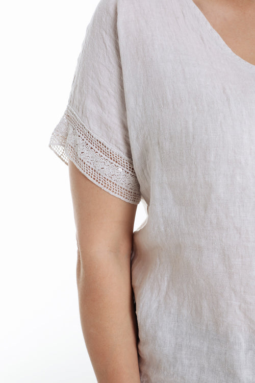 Blouse en lin unie détail sequins-Paprika-6