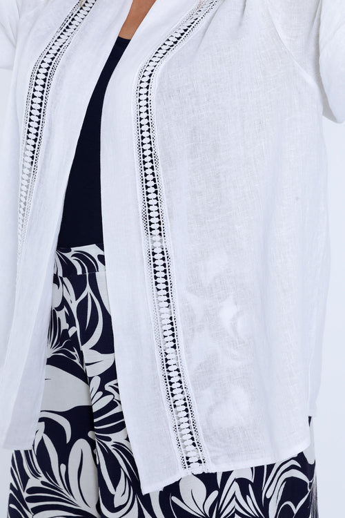 Veste en lin unie détail ajouré-Paprika-4