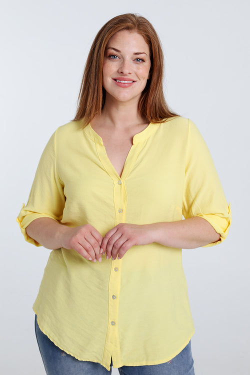 Blouse en viscose uni-Paprika-1