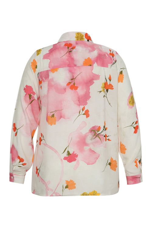 Chemisier en viscose imprimé fleuri-Paprika-12