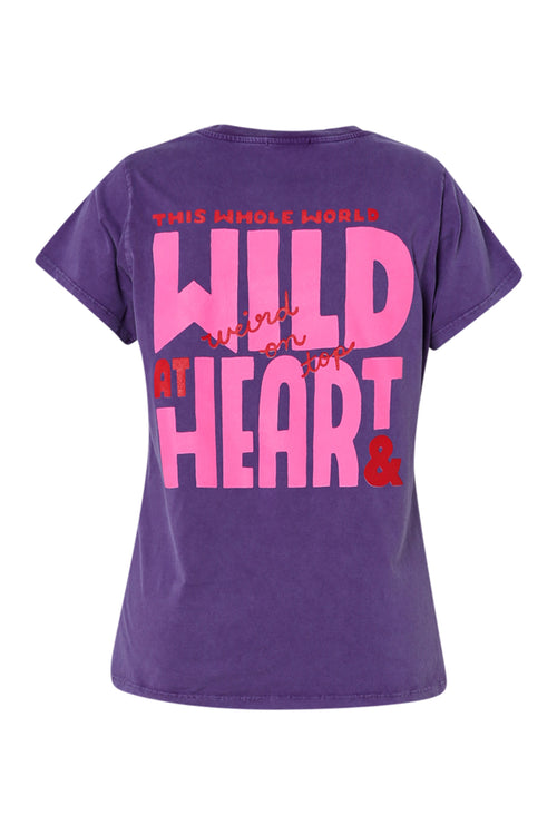 T-shirt en coton uni avec message Wild heart-Paprika-11