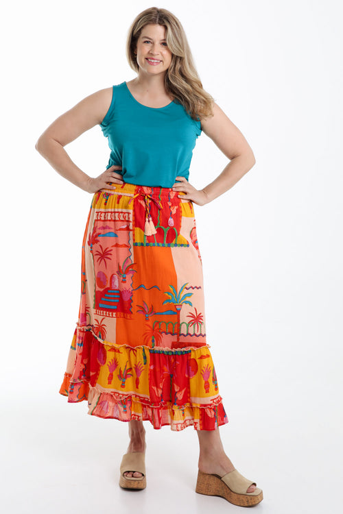 Débardeur uni en viscose-Paprika-7