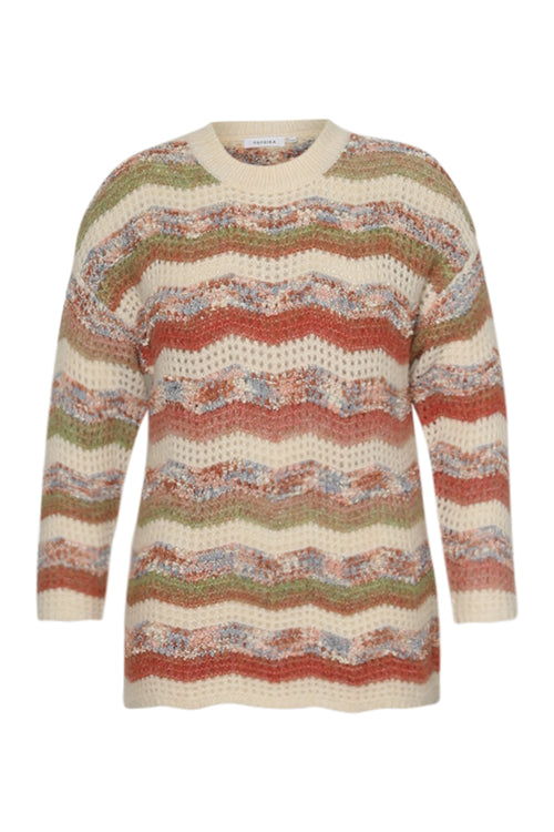 Pull maille pop-corn à rayures-Paprika-8