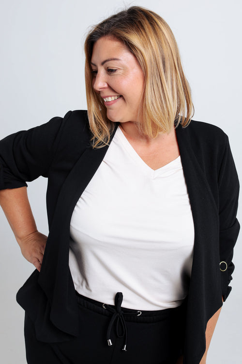 Veste unie avec manches retroussables-Paprika-4