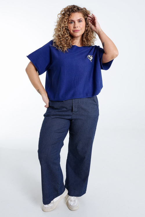 Pull cape uni avec coeur-Paprika-9