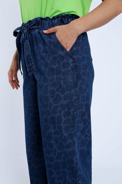 Jeans large 3/4 imprimé peau de bête-Paprika-5