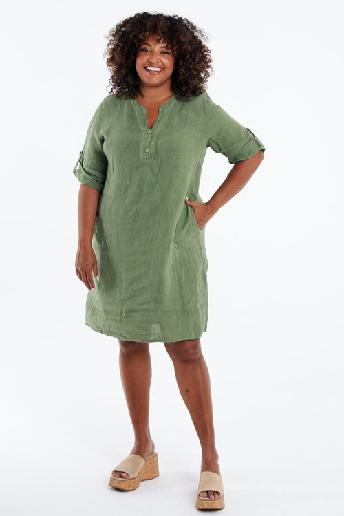 Robe tunique en lin unie-Paprika-9
