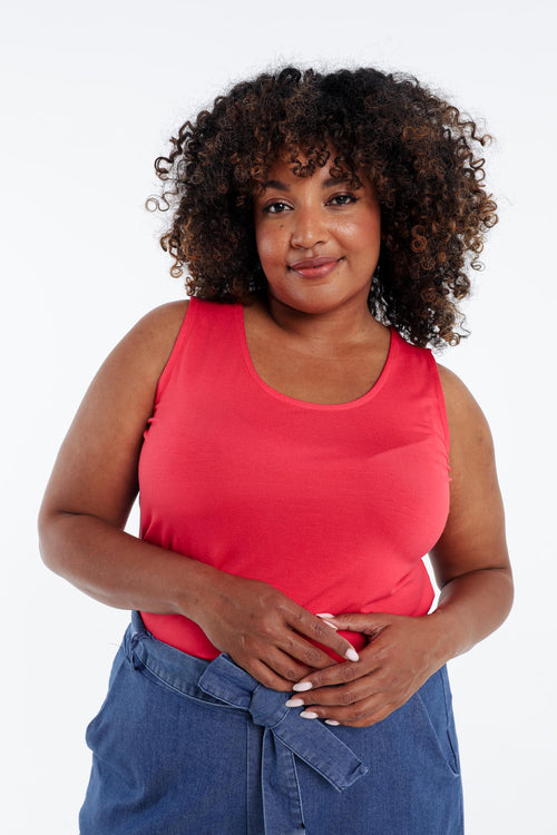 Débardeur uni en viscose-Paprika-3