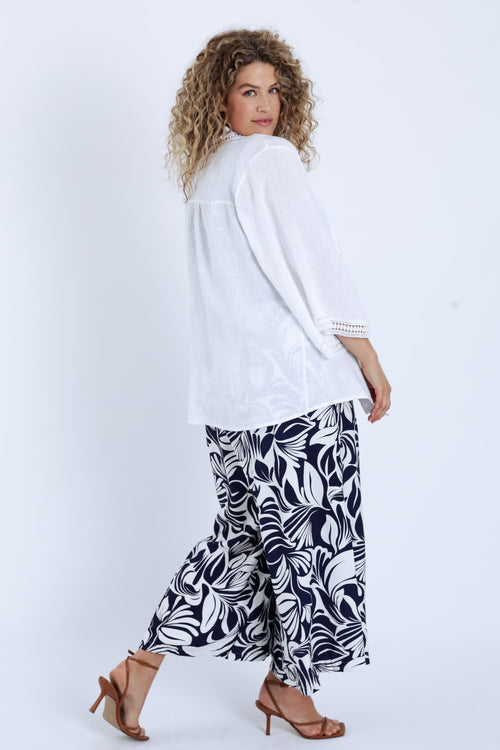 Veste en lin unie détail ajouré-Paprika-2