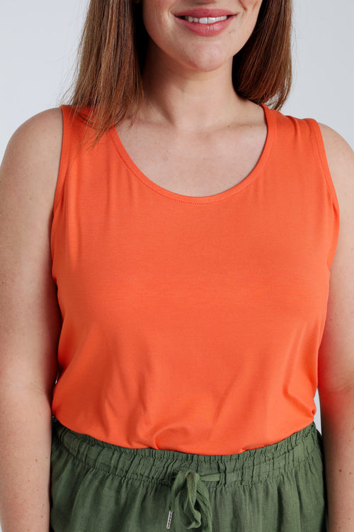 Débardeur uni en viscose-Paprika-5