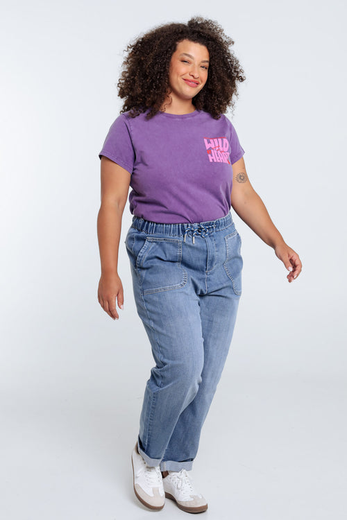 T-shirt en coton uni avec message Wild heart-Paprika-9