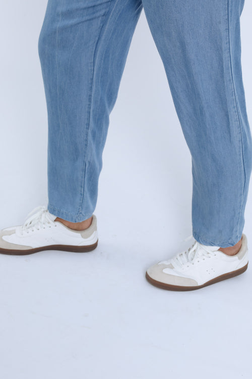 Pantalon en tencel uni-Paprika-4