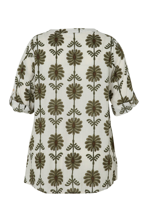 Blouse détail ajouré imprimé bicolore-Paprika-11