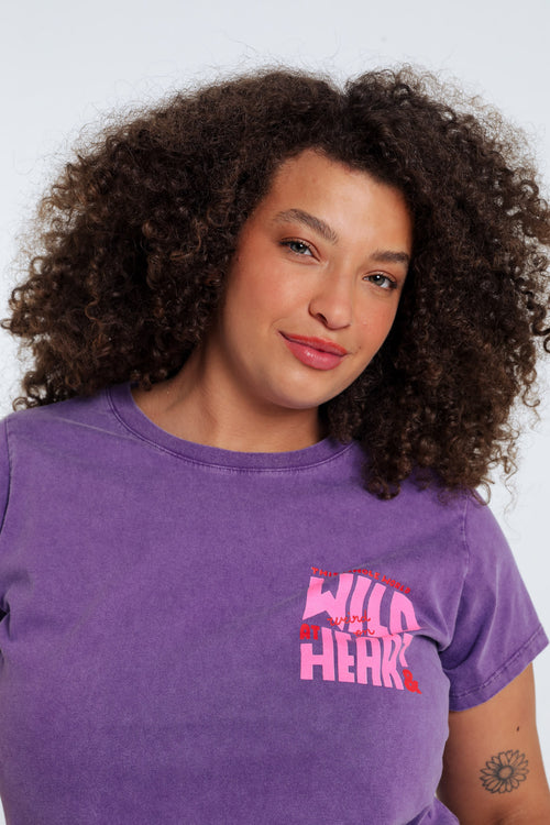 T-shirt en coton uni avec message Wild heart-Paprika-3