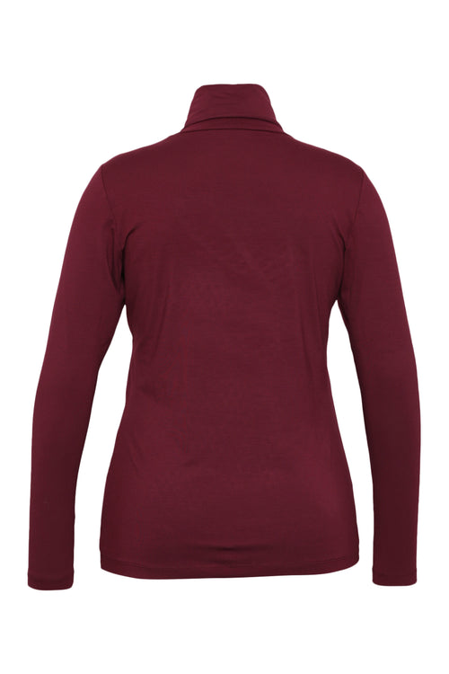 T-shirt col roulé en viscose uni-Paprika-2