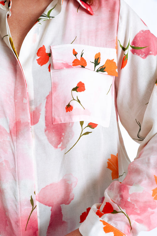 Chemisier en viscose imprimé fleuri-Paprika-7