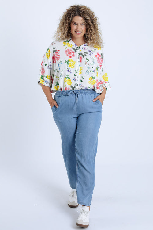 Pantalon en tencel uni-Paprika-9