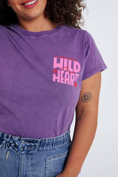 T-shirt en coton uni avec message Wild heart-Paprika-4