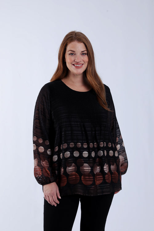 Blouse plissée imprimé ronds-Paprika-1